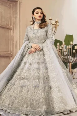 Maria B Grey Bridal Collection Net Maxi Replica