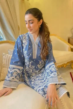 Naarj Cobalt Blue Embroidered Kurta Replica